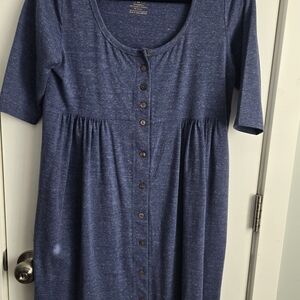 Chic Blue Button-Front Midi Dress